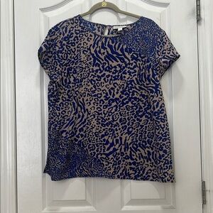 Dana Buchman Womens XL Blue Leopard Print Women's Top